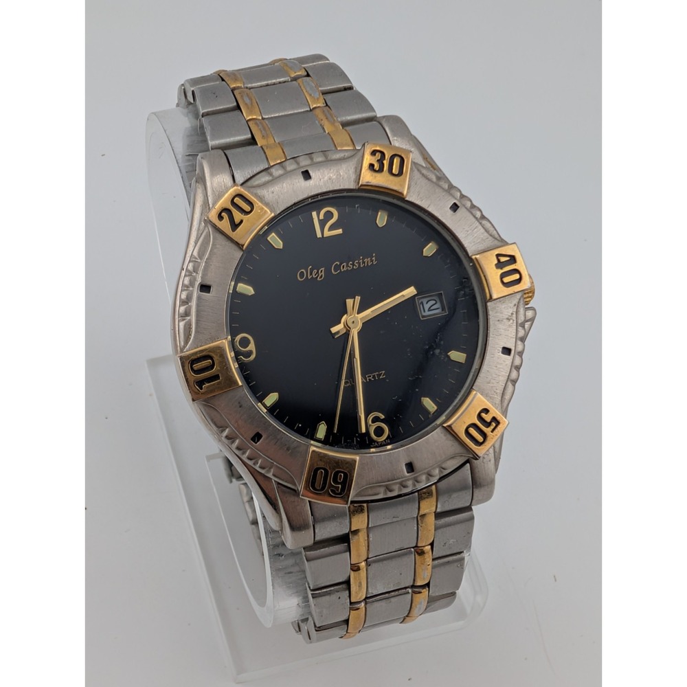 Oleg Cassini Men's Watch 38mm Case Two Tone 7.5" Band- New Battery